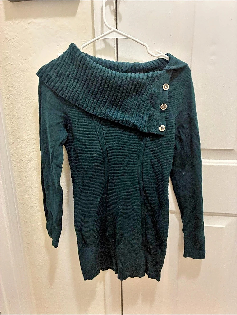 FASHIONNOVA Ribbed Cowl Neck Sweater Size Medium in Green